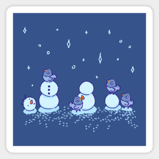 Pigeons making a snowman Sticker